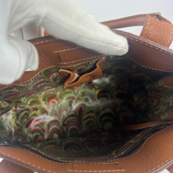 DOONEY & BOURKE 1975 MINI EAST/WEST TASSEL PEBBLED TEXTURED TOTE BAG,“TAN” COLOR - Picture 10 of 16